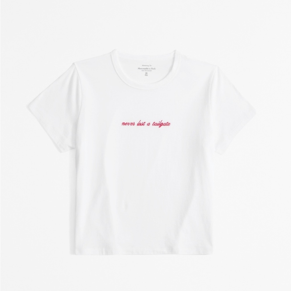 Abercrombie & Fitch White Tee with Red Text